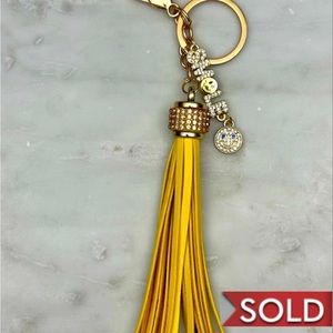 Keychain Bag Charm Bling Charms with Leather Tassel Key Ring and Clasp